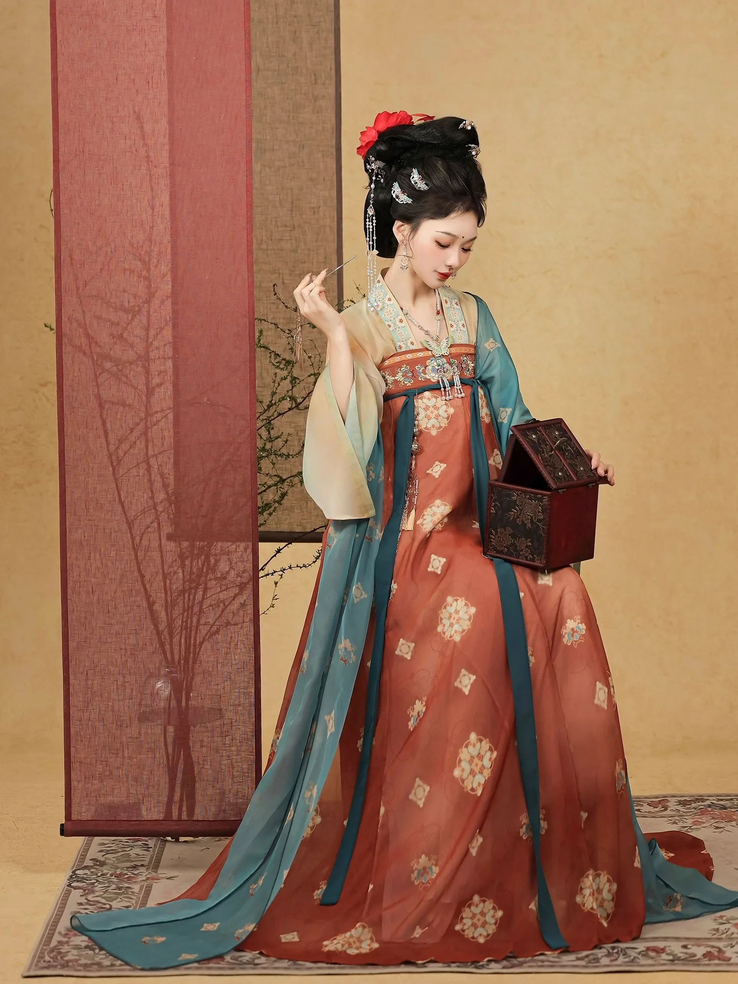 Plain Feather Splendid Dress Fanghua National Color New Restoration Tang Hanfu Women's Chest-length Skirt Original Genuine Sprin