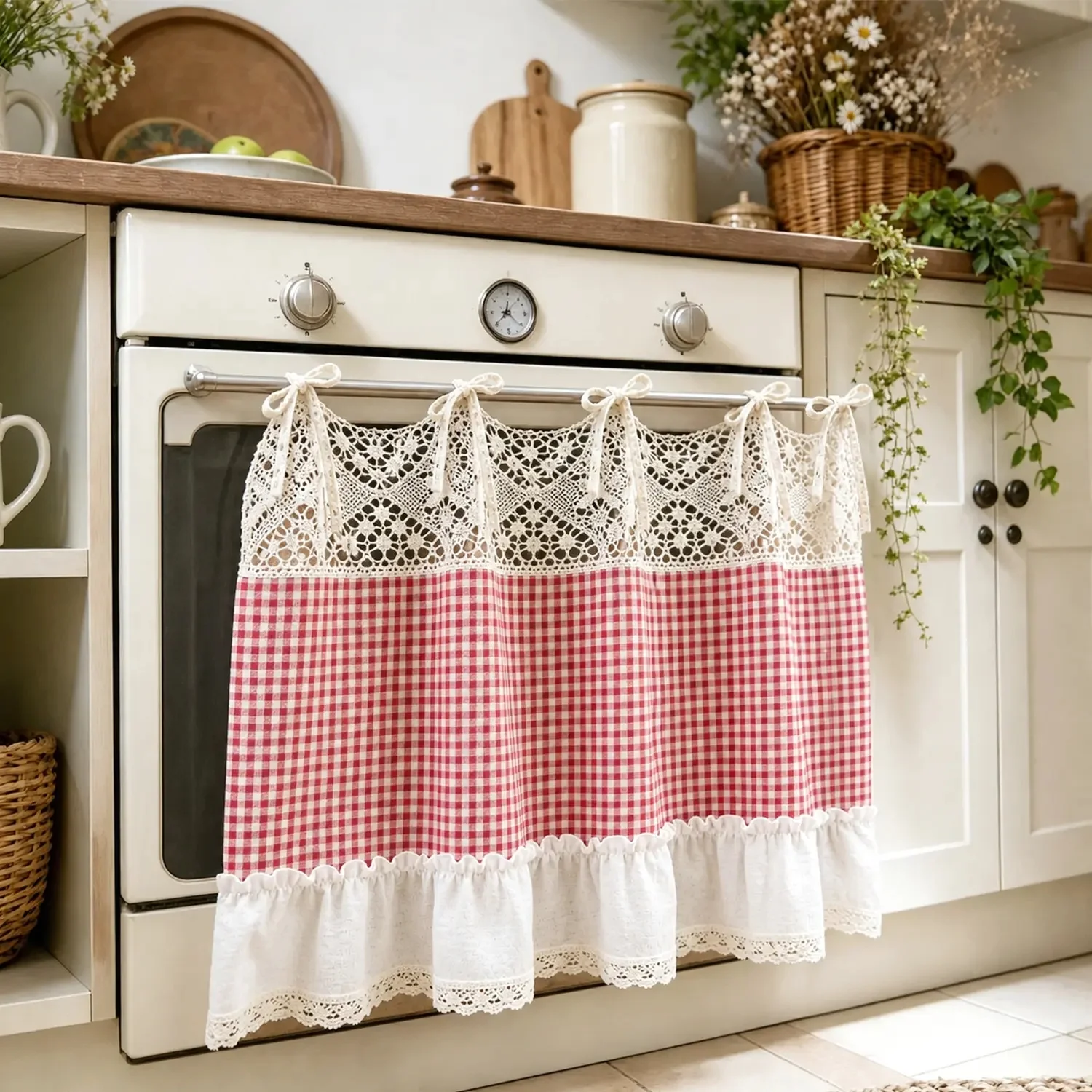 1Pc,Boho Light Brown Striped Double-layer Flat Light Filtering Curtains For Bedroom,Living Room,Doorway Window Treatment Decor