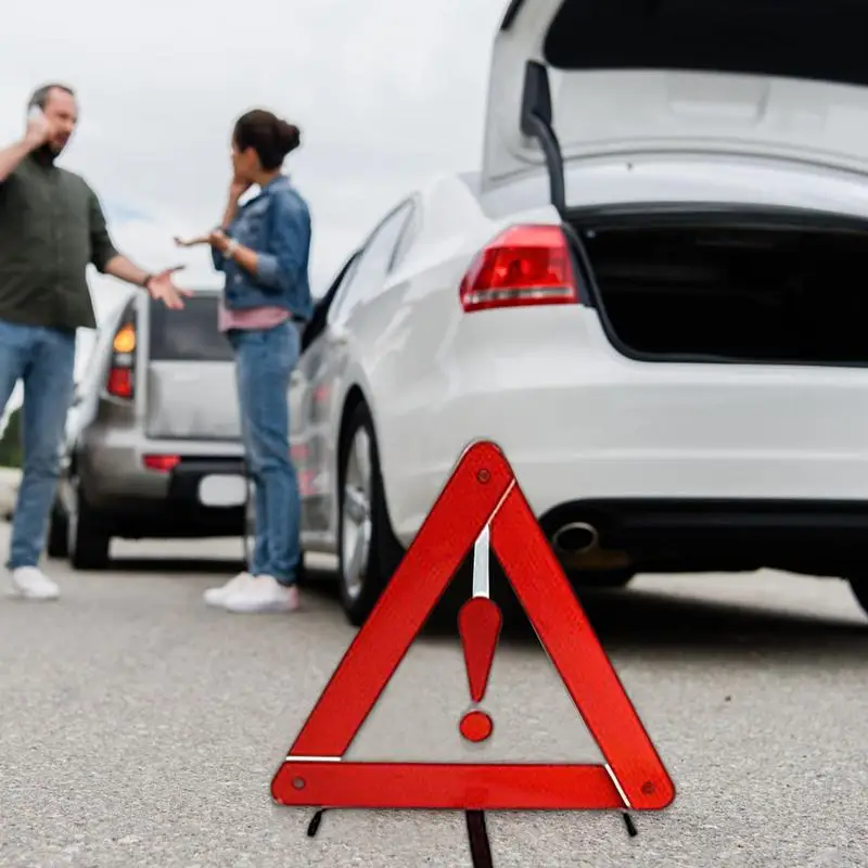 Warning Triangle Sign For Car Reflective Auto Reflective Road Safety Triangle Road Warning Triangles With Snap Design For