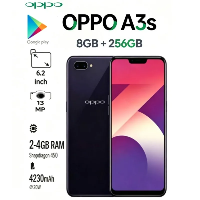 The latest 2026 OPPO A3s Global Edition smartphone, featuring 8GB + 256GB storage and a high-capacity 4230mAh battery