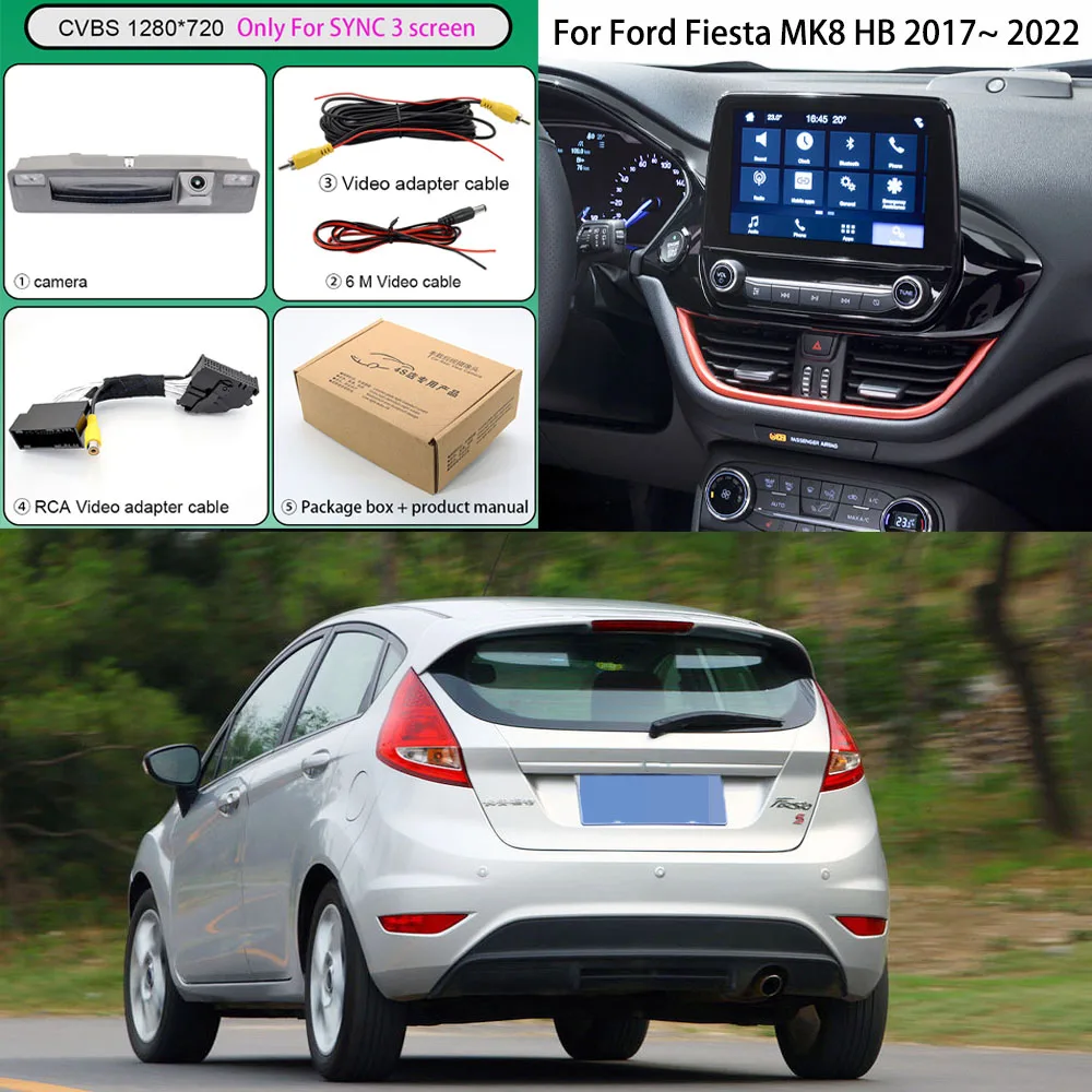 For Ford Fiesta Hatchback Facelift 2018 2019 2020 2021 2022 Trunk Handle Rear View Camera 54P Adapter Cable Harness For SYNC 3