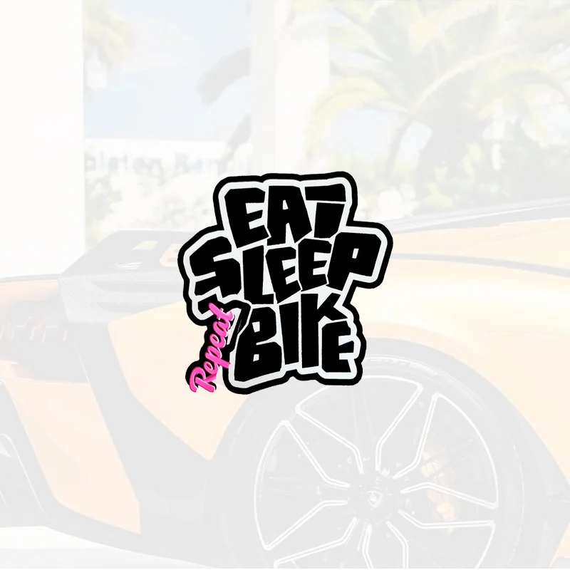 

1PC EAT SLEEP BIKE REPEAT Sticker Black White Pink Design Adhesive Decal for Car Window Bike Laptop Decorative