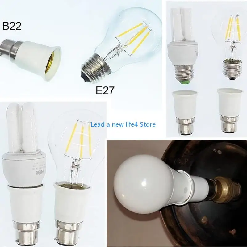 Y55E 6pcs B22 a E27 Adaptador luzes Bayonets suporte do bulbo para parafusar para o conversor iluminação lâmpada