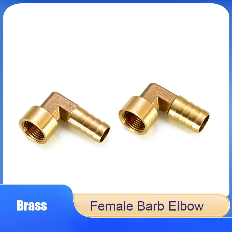 

Brass 90 Degree Right Angle Elbow, Male Female Thread Hose Barb Connector, 1/4" 3/8" 1/2" 3/4" Pipe Hose Adapter Fitting