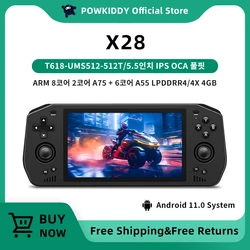 Powkiddy x28 Android11 unisoc Tiger t618 5.5インチタッチヒップスクリーンハンドヘルドレトロゲームコンソールグーグルストア