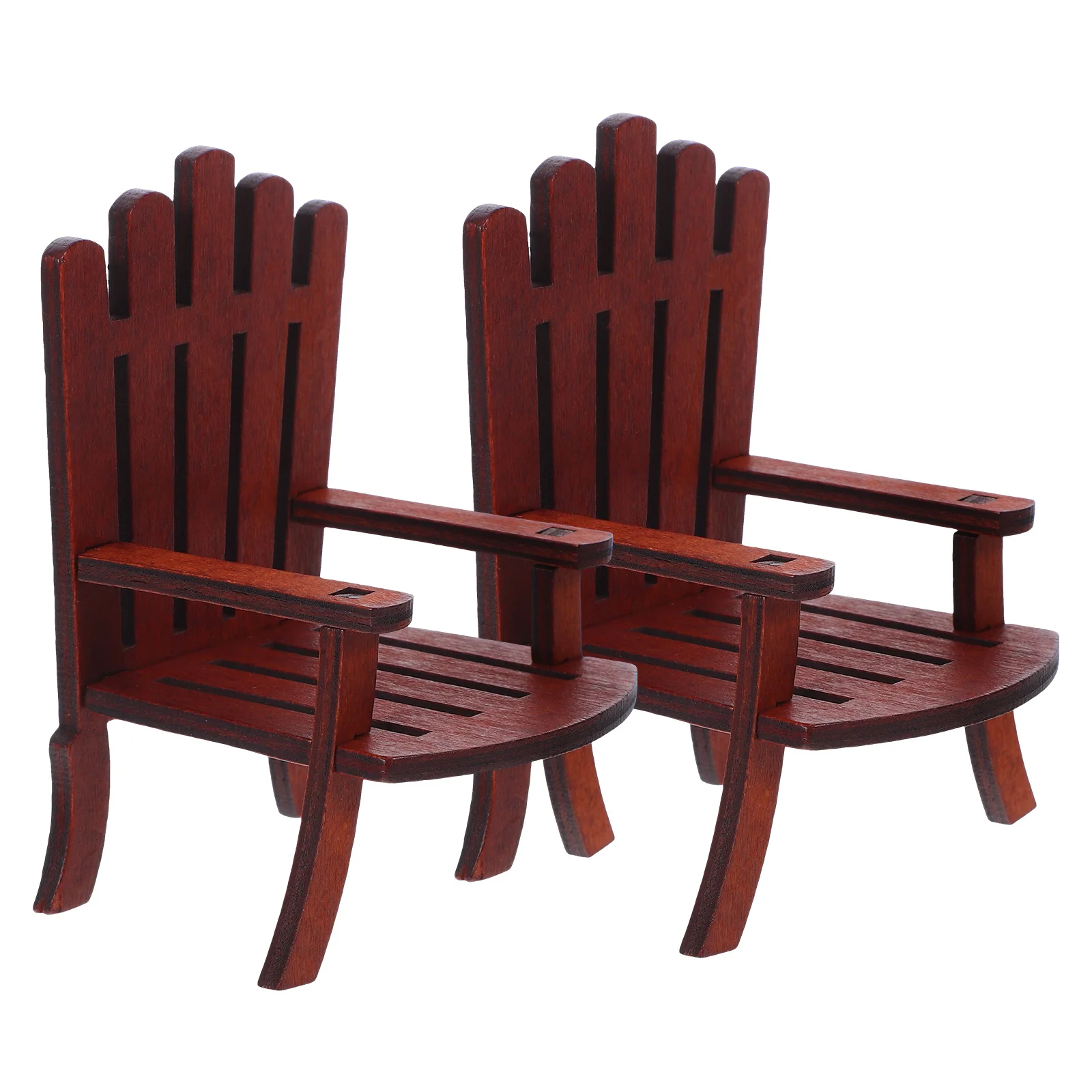 2 個ミニチュア木製ビーチチェア機器ドールハウス家具アイテムアクセサリー