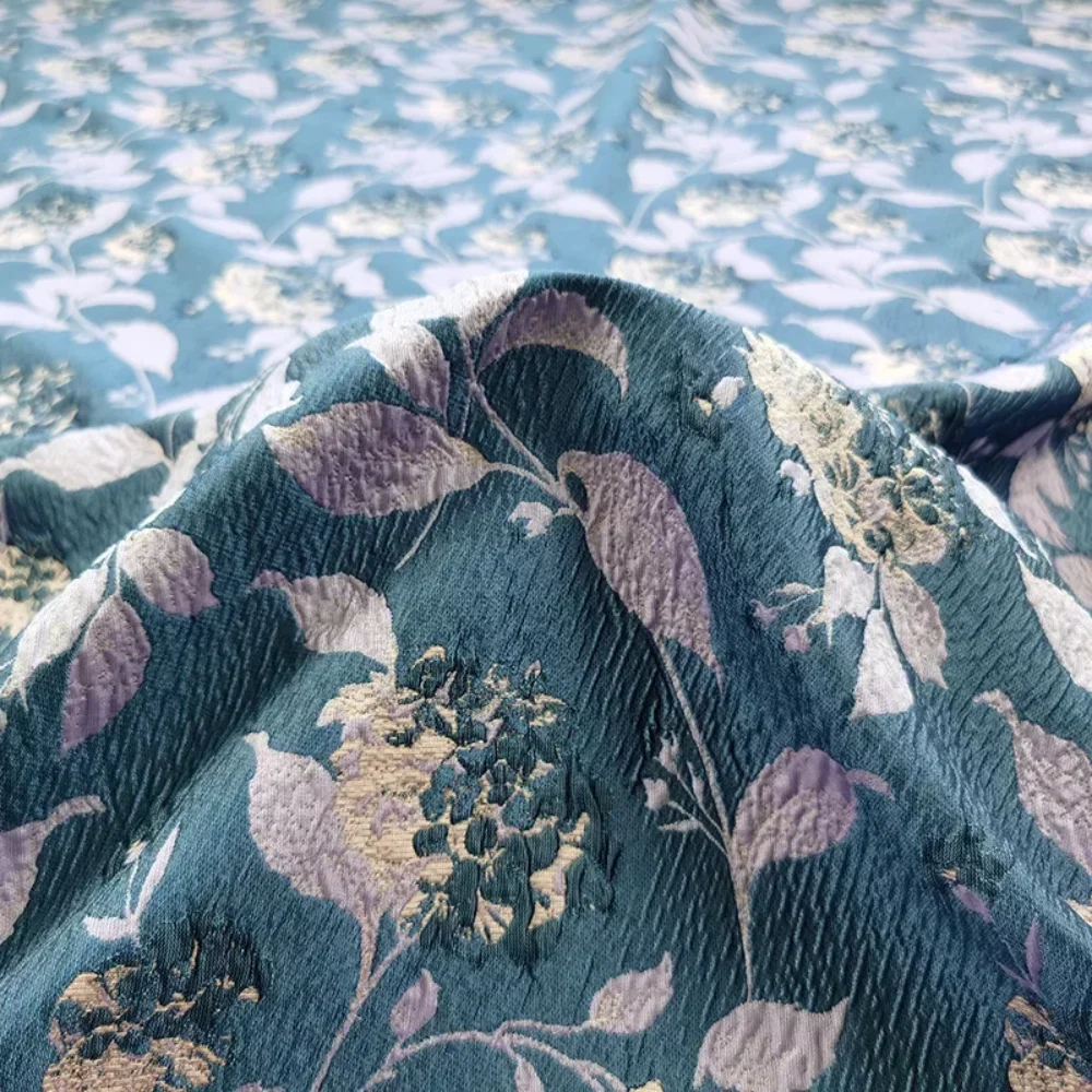 

Jacquard Brocade Fabric Polyester Blue Three-dimensional French Romantic Haute Couture Cloth Dress Trench Coat Diy Wholesale