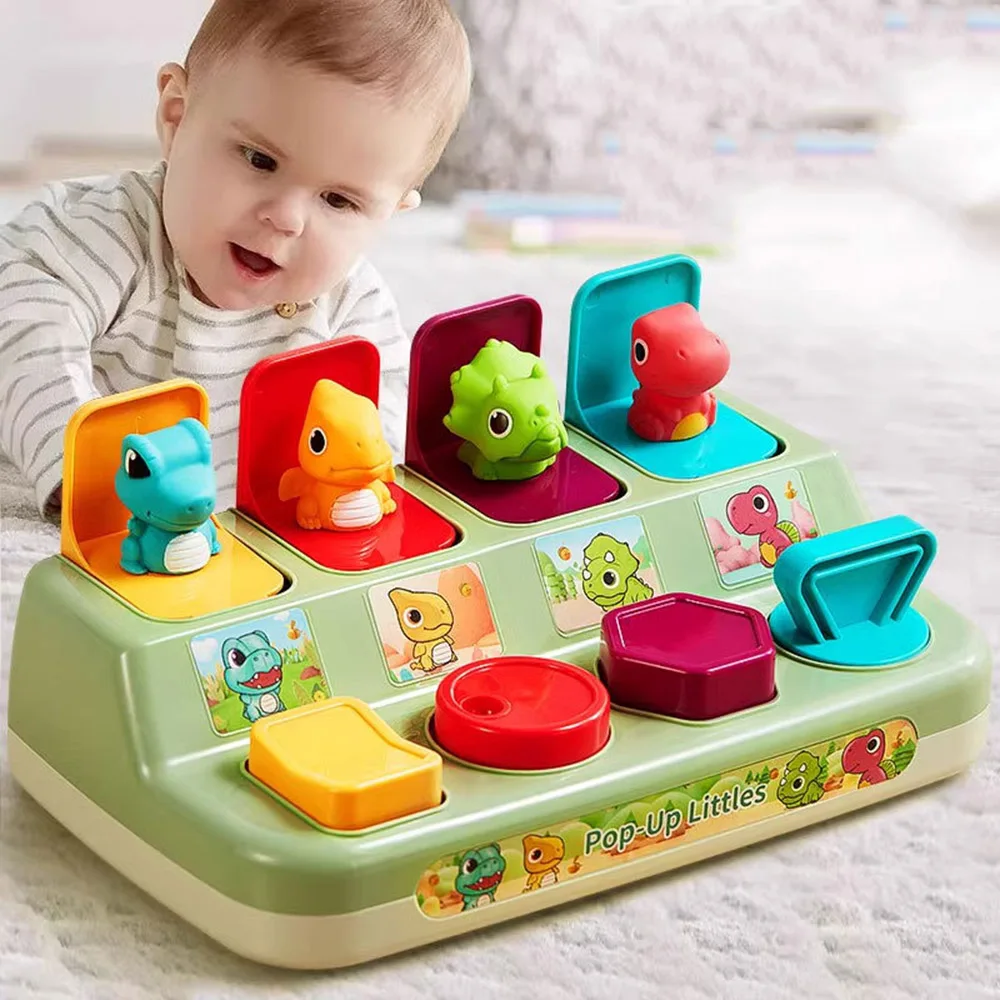 Interactive Pop Up Animals Toy Peekaboo Switch Box Button Box Treasure Surprise Box Baby Early Education Puzzle Game Xmas Gift