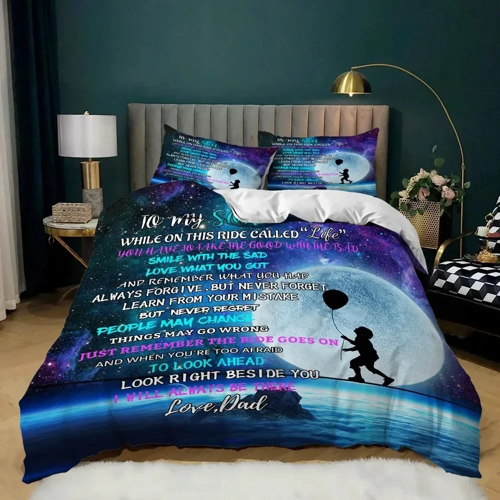 American Style Duvet Cover Set letter Words Postcards Bedding Set Single Double TwinQueen For Men Women Kids Gifts