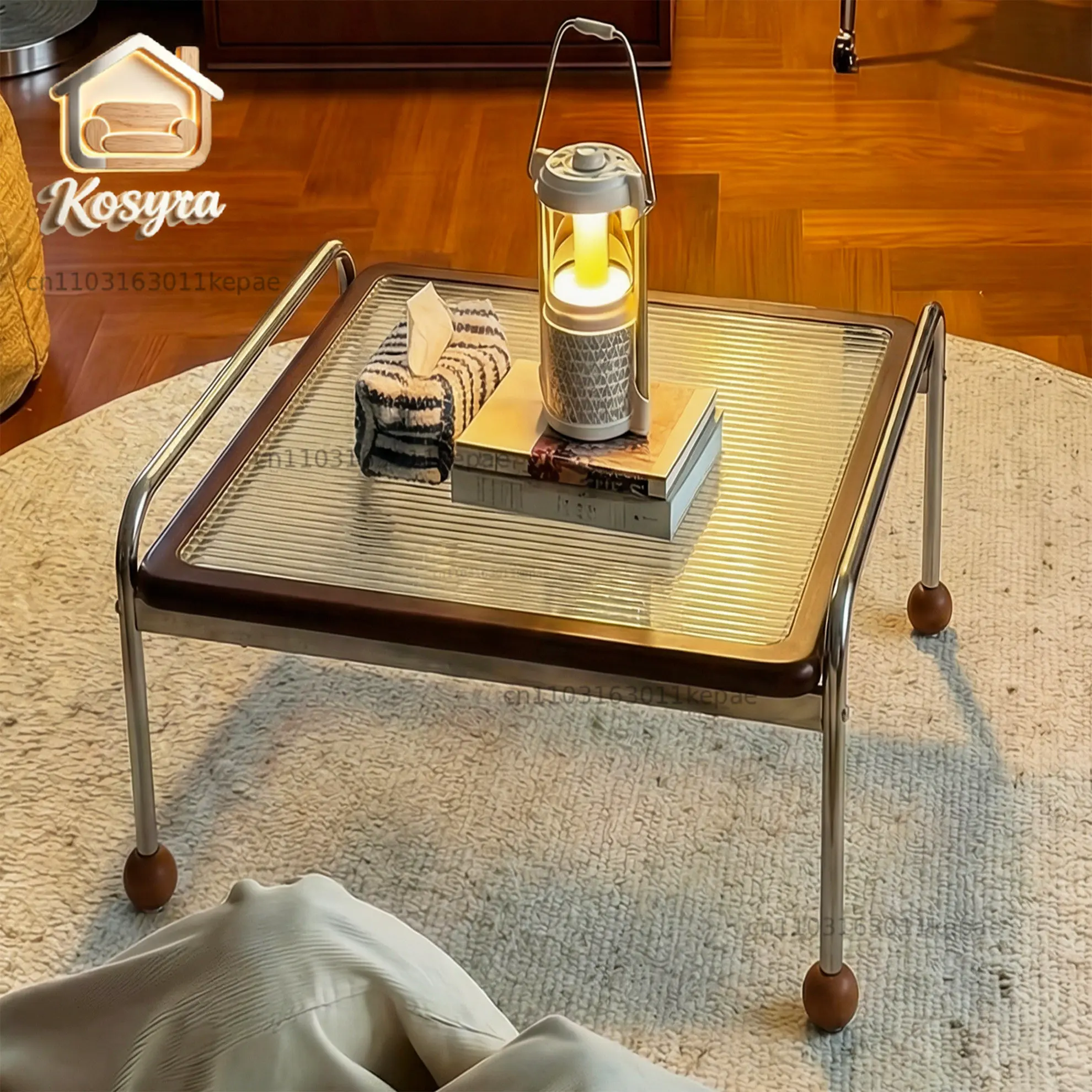 Bauhaus glass side small coffee table medieval style slate low table storage small apartment living room normcore stainless