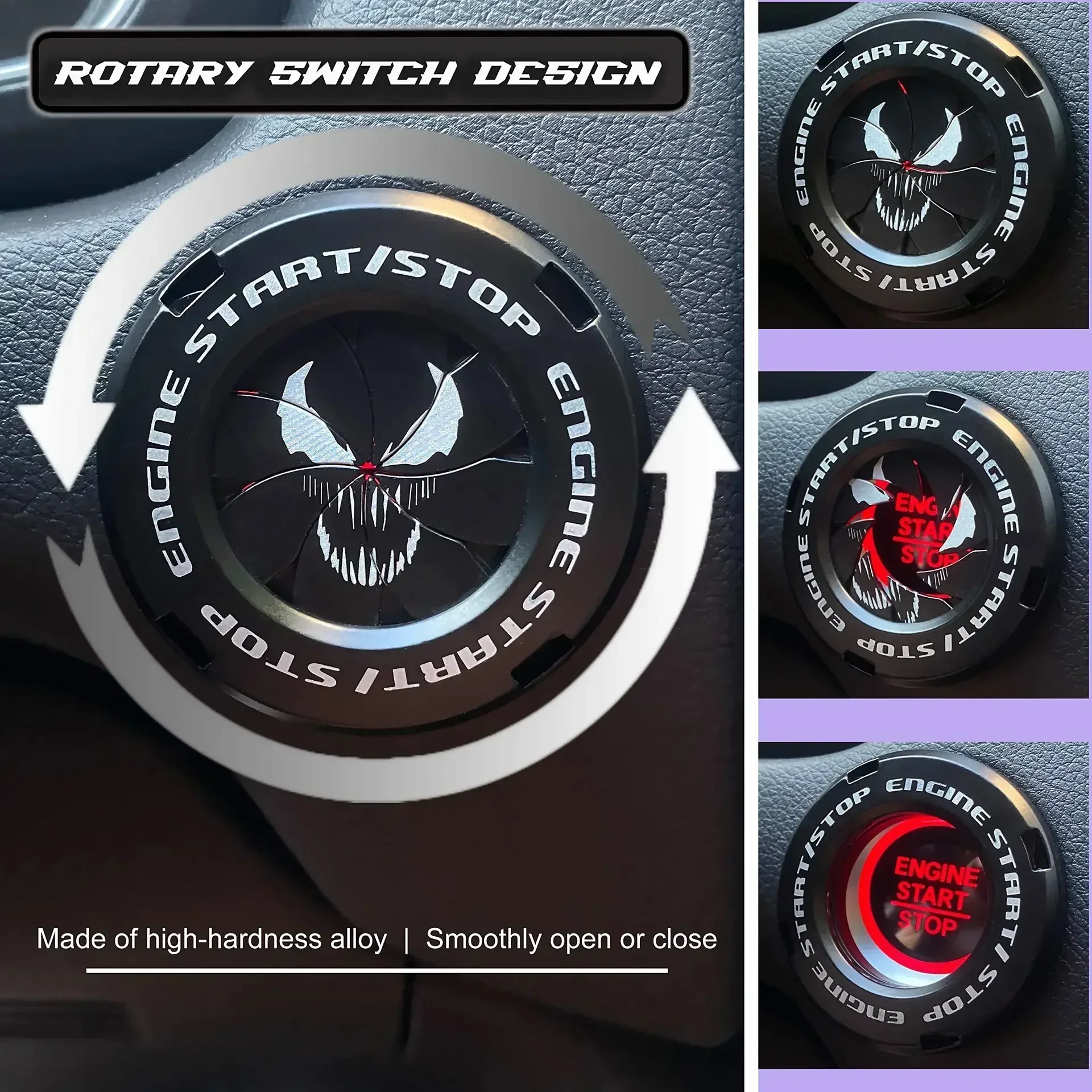 

Car & Motorcycle Start Button Cover, Engine Ignition Switch Protective Ring with Decor Sticker