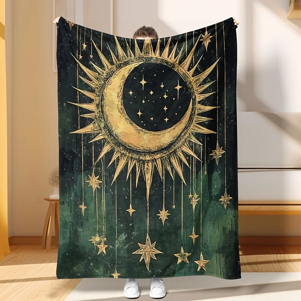 Aesthetic Cosmic Galaxy Blanket Throw Moon Star Zodiac Boho Decor Giant 150x200cm Cozy Bedding Gift for Home