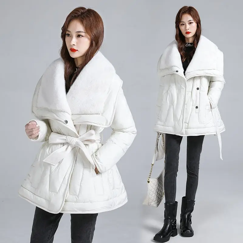 سترة نسائية شتوية جديدة من القطن بياقة عصرية وسترة كبيرة الحجم #5