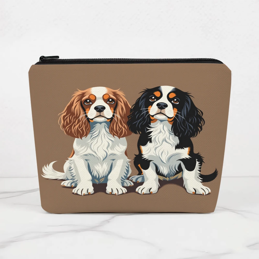 

Cavalier King Charles Spaniels Sitting Together Makeup Bags for Girls Cosmetic Pouch Toiletry Bag Pencil Case Travel Storage