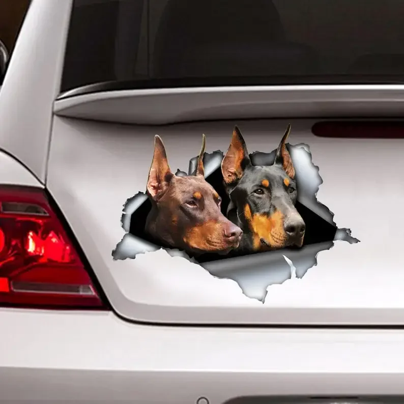 Black and red doberman car sticker, doberman decal, doberman magnet, dog sticker, car decoration