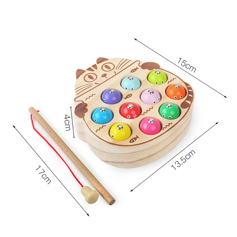 Jeu de pêche magnétique pour enfants, puzzle en forme de chat, planche de jeu en bois, jouets pour enfants