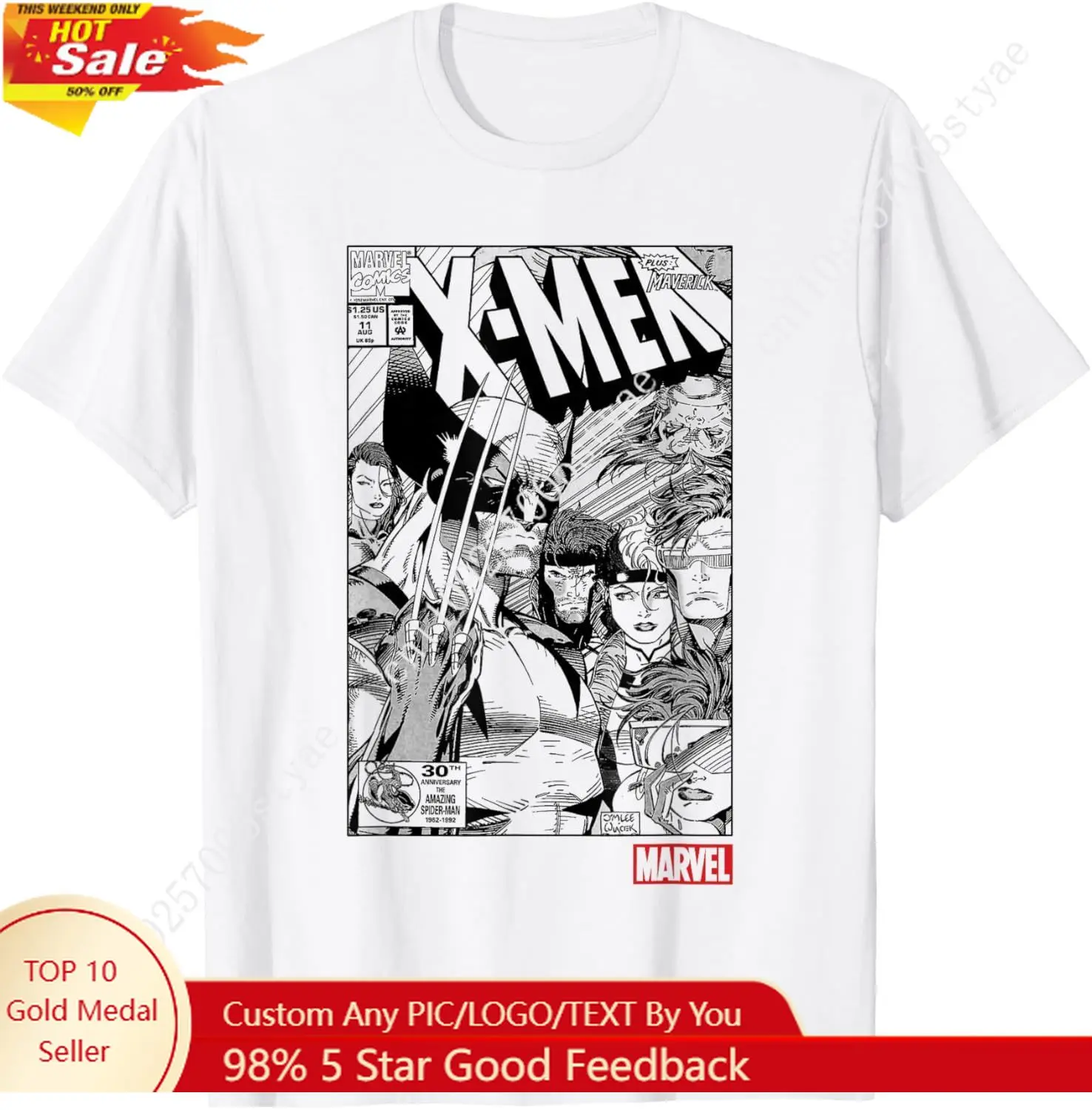 

Marvel X-Men Black & White Comic Book Cover Poster T-Shirt Cosplay