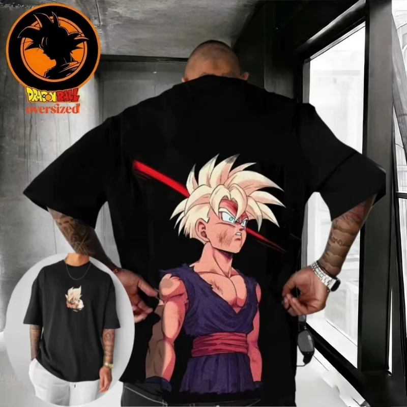 

Летняя футболка унисекс 2026 года в стиле ретро Dragon Ball, высококачественная хлопковая мужская футболка оверсайз с принтом Сон Гохана, повседневная детская рубашка