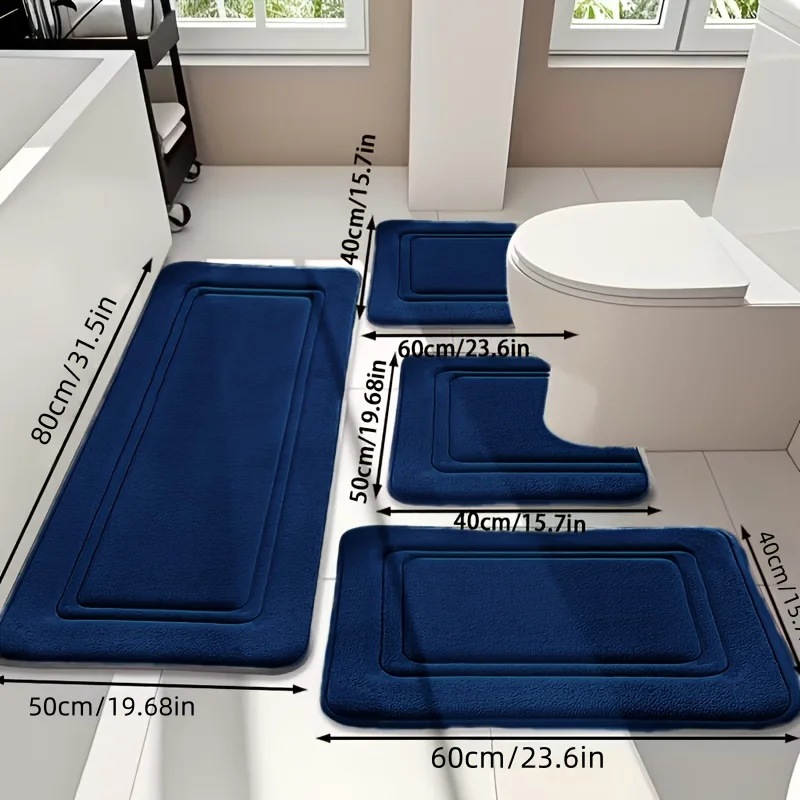 4Ps Advanced Bathroom Mat - Quick-Drying Memory Foam Machine Washable Thick Non-Slip Carpet Suitable for Shower Rooms Kitchens