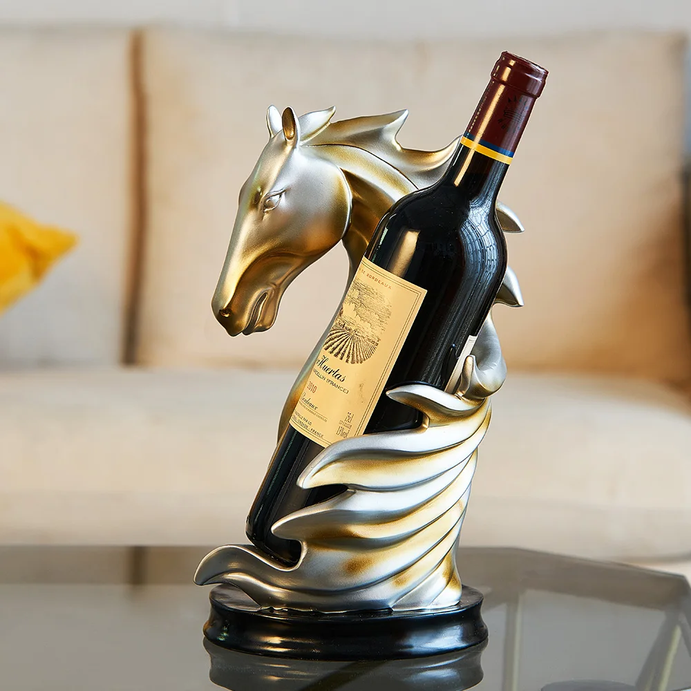 Nordic Horse Sculpture Wine Bottle Racks Cabinet Decorative Display Stand Holder Wine Shelves Wine Bottles Organizers