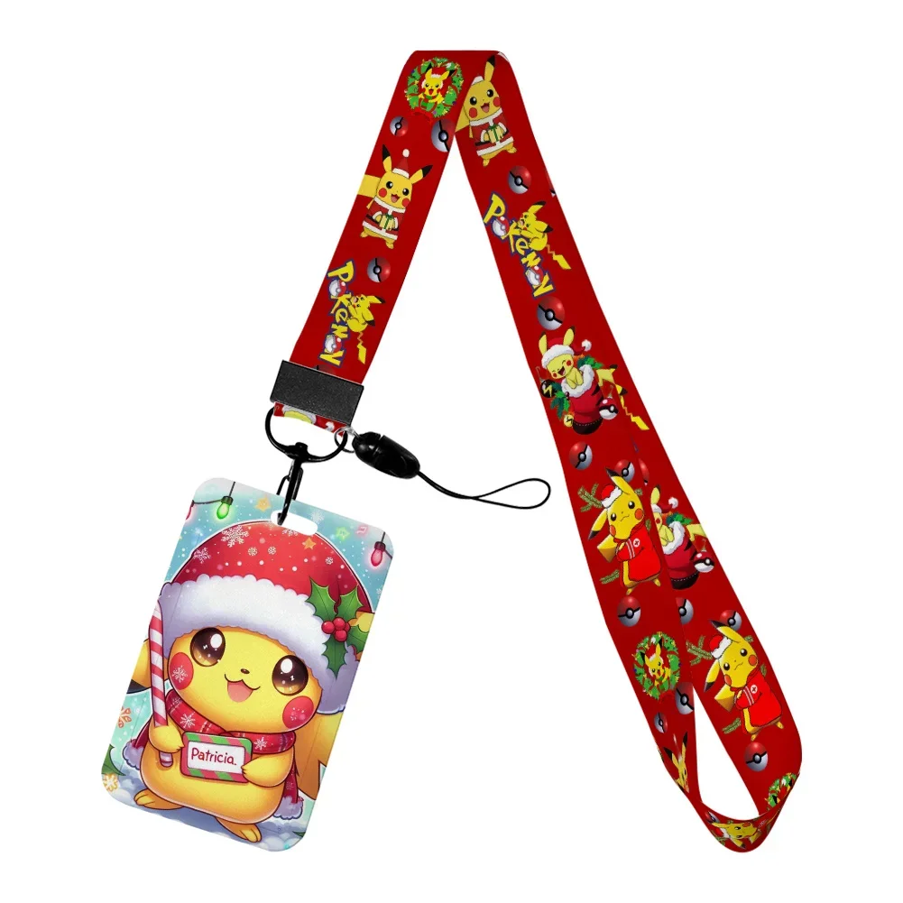 Christmas Pokemon Pikachu Badge Holder ID Card Bus Card Holder Lanyard Reel Clip Kids for Accessories Hot Selling Xmas Gifts