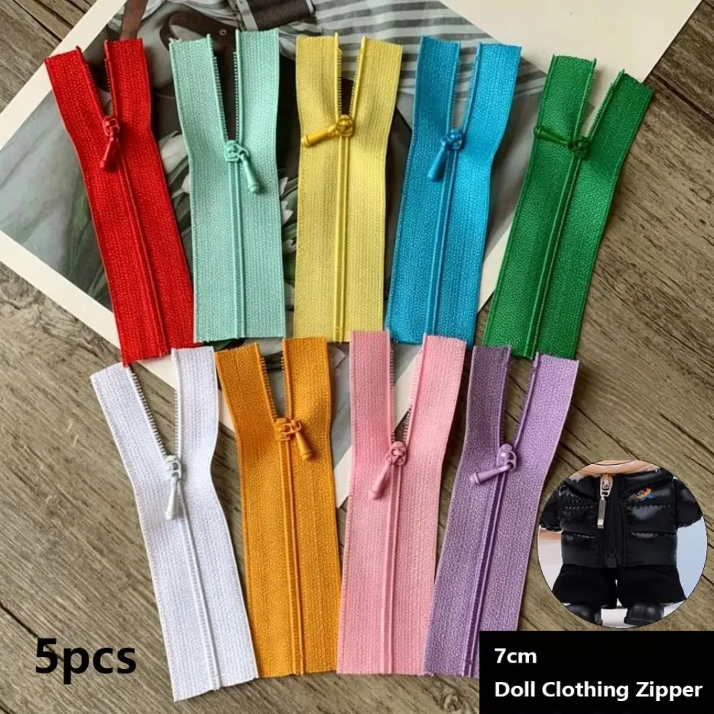 5pcs/set New Mini Clothing Zipper Multicolors 7cm DIY Handmade Sewing Zipper Cute Scrapbooking Garment Applique