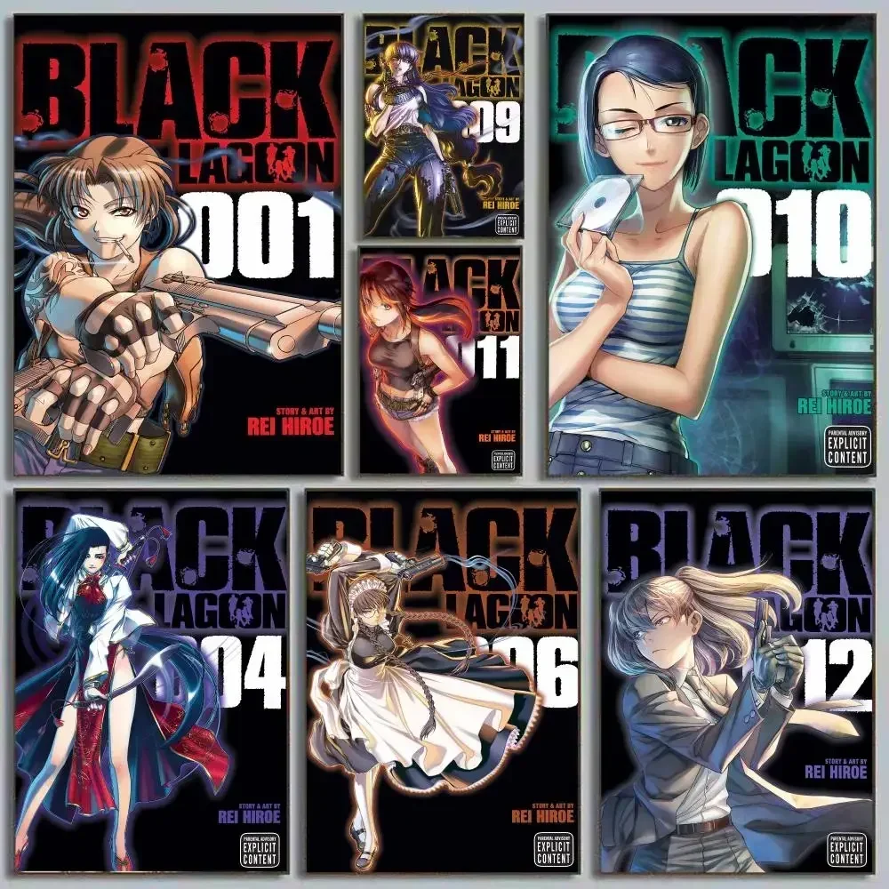 Retro Comic B-Black Lagoon Painting Calligraphy Canvas Wall Art Print for Bedroom Living Room Cafe Office Home Decor Picture