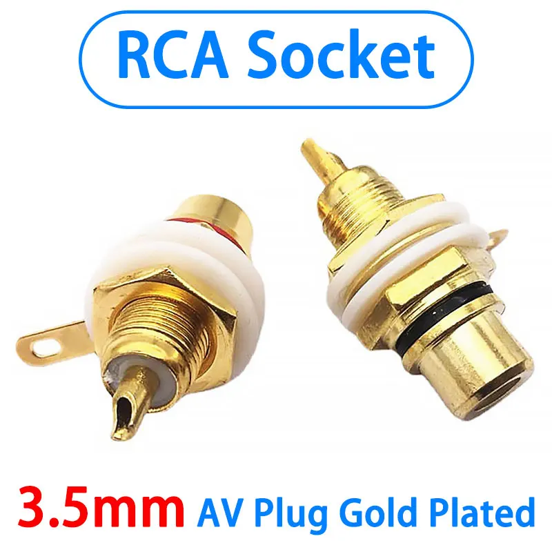 

2PCS RCA Female Socket Lotus Connector Chassis Panel Mount Adapter Audio Terminal Plug 3.5mm AV Plug Gold Plated
