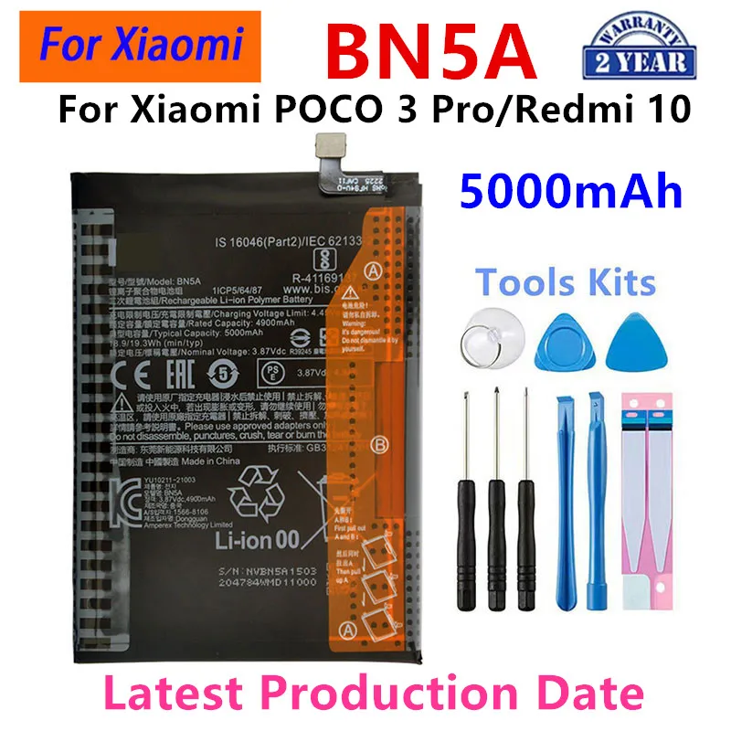 

Brand New BN5A 5000mAh Battery For Xiaomi POCO mi3 pro mi 3 pro/Redmi Note 10(5G)/Redmi 10 Phone Replacement Batteries+Tools