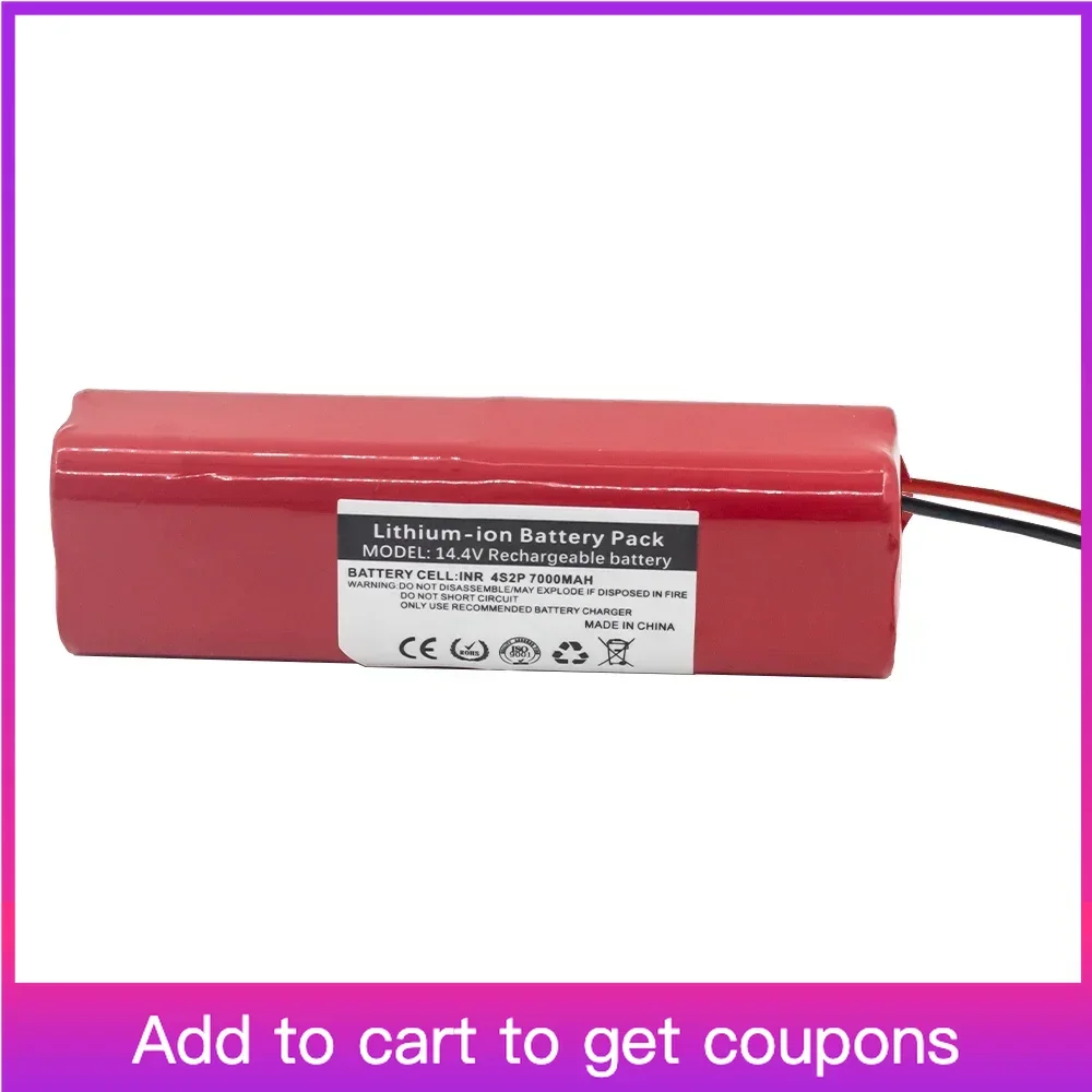 

Leelinci 14.4V 7000mah Battery For Ecovacs For ILife Vacuum Cleaner Battery Replacement Bateria,18650 Lithium Batterie 4s2p