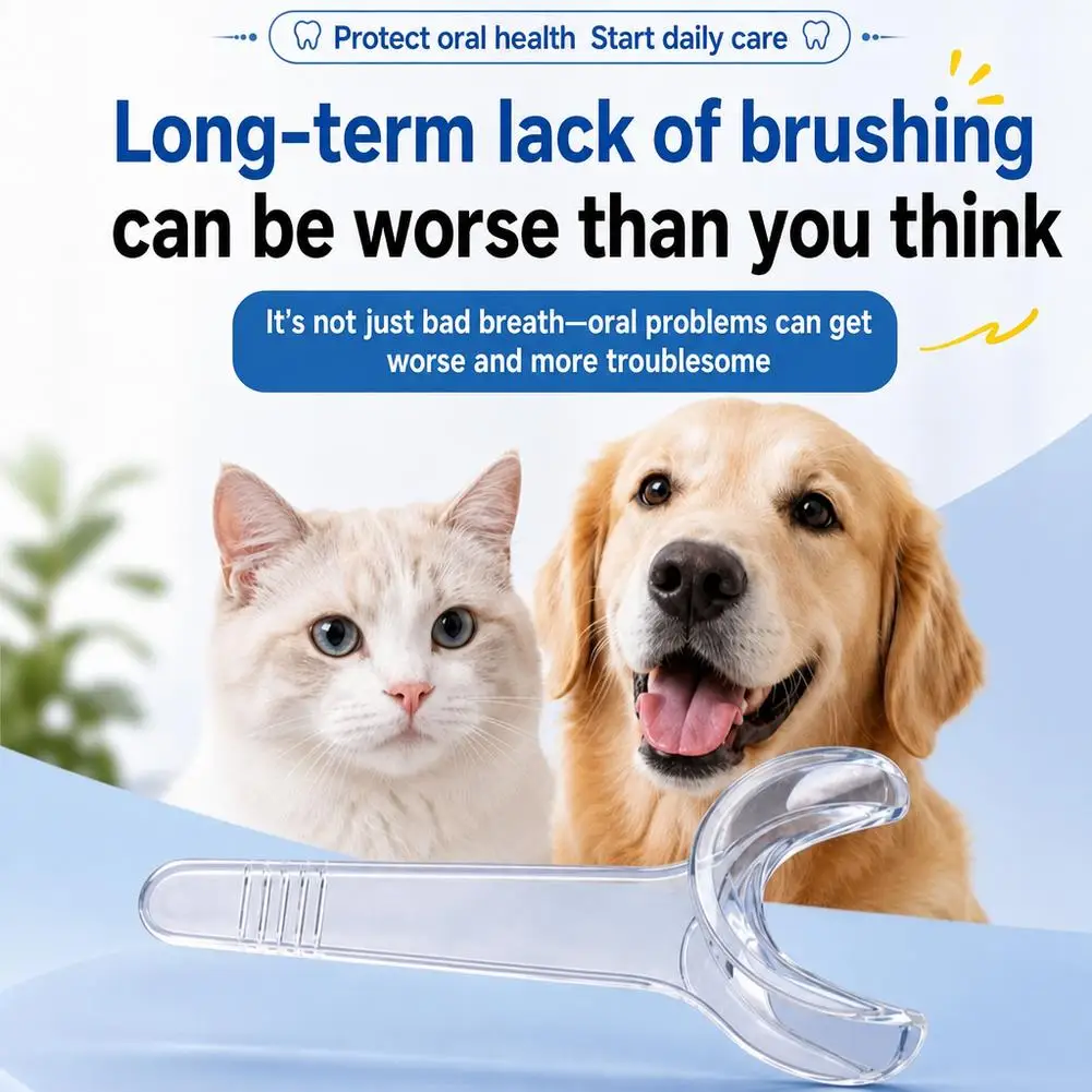 Pet Mouth Opener Clear PC Dental Care Helper Tool with Anti-Slip Handle U-Shaped Gentle Curved Design for Dogs and Cats Oral Use