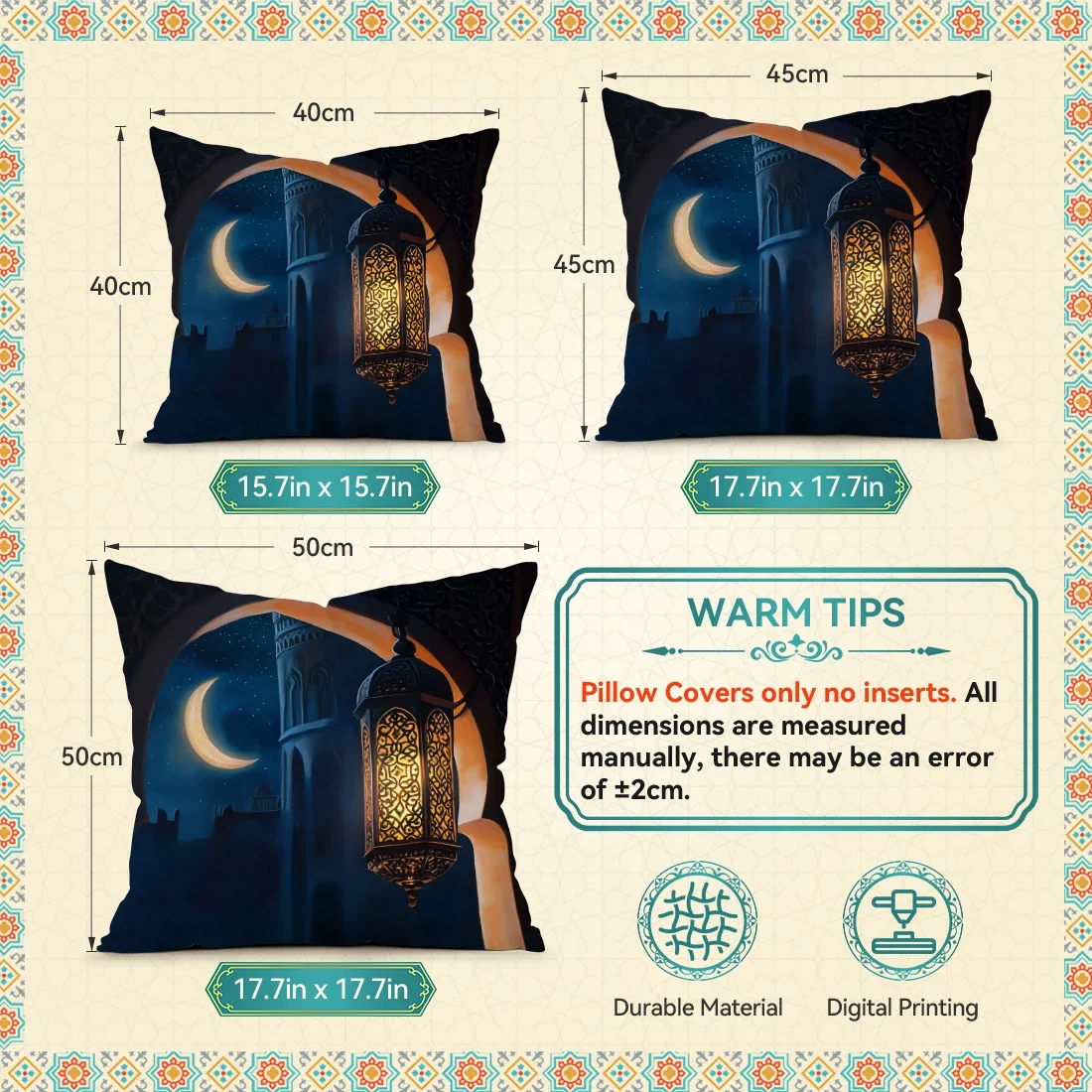 Ramadhan festival moon lantern decor Cushions Pillowcase Polyester Cushion Cover Throw Pillow Pillowcover Home Car Sofa Decor
