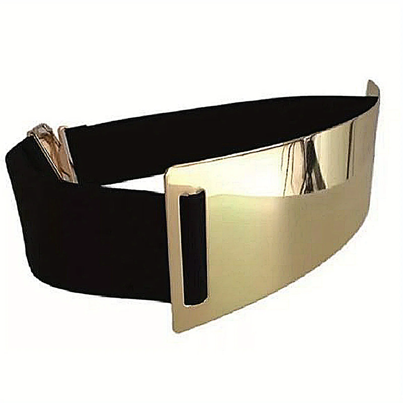 Punk-Elegant Metallic Glossy Wide Belt Waistband - Perfect for Y2K Dresses & Girdles damski vestidos elegantes para mujeres