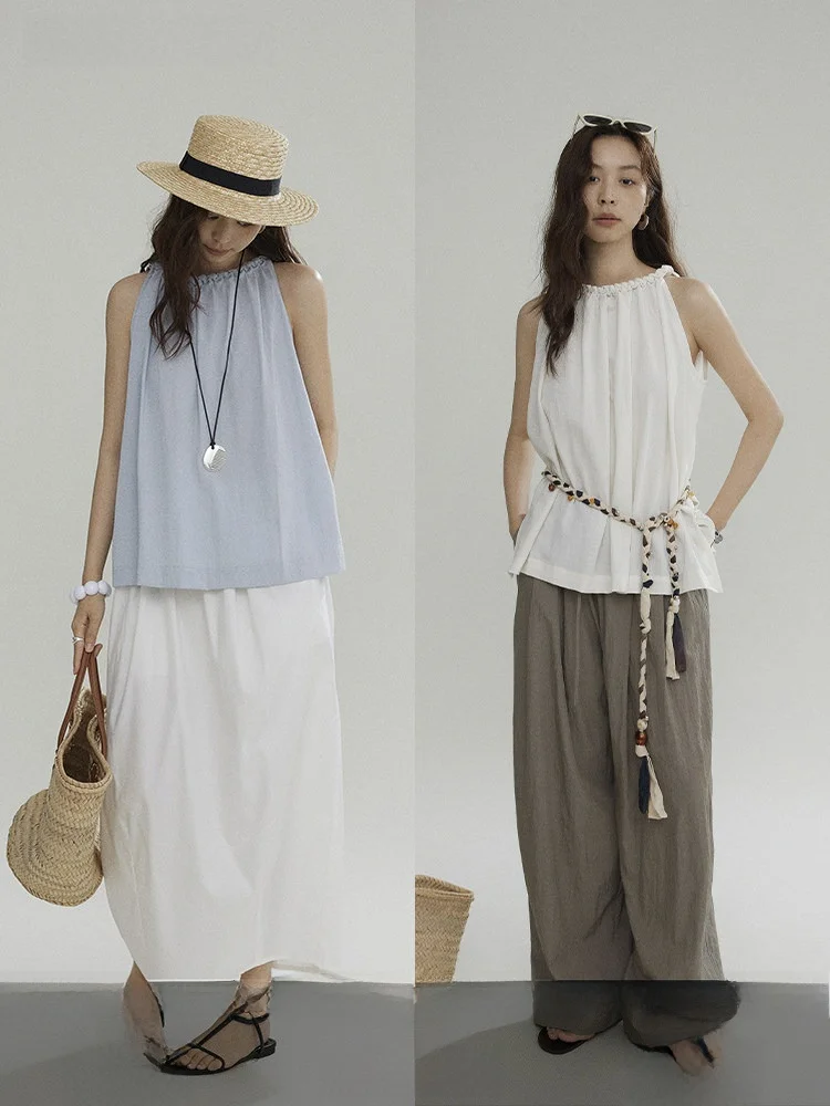 

Летняя повседневная женская блузка Joli Choose с узлом, простой дизайн, из смесового хлопка, свободный крой, модный трендовый топ