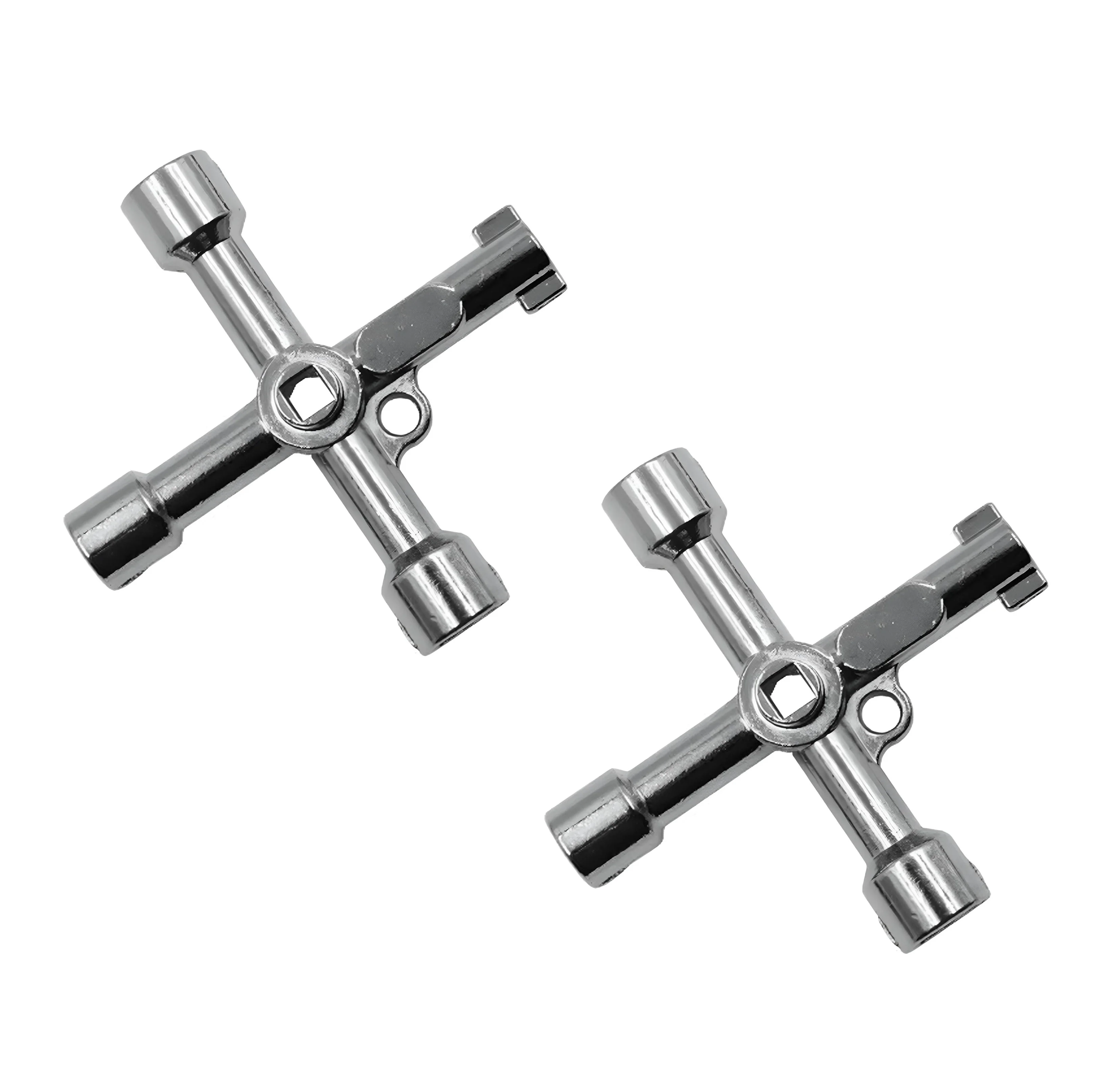 1/2/3/4/5Pcs 4‑Way Multi‑Function Cross Key Wrench, Silvery Utility Key for Gas Box,Gas Meter Electrical Cabinet Opening