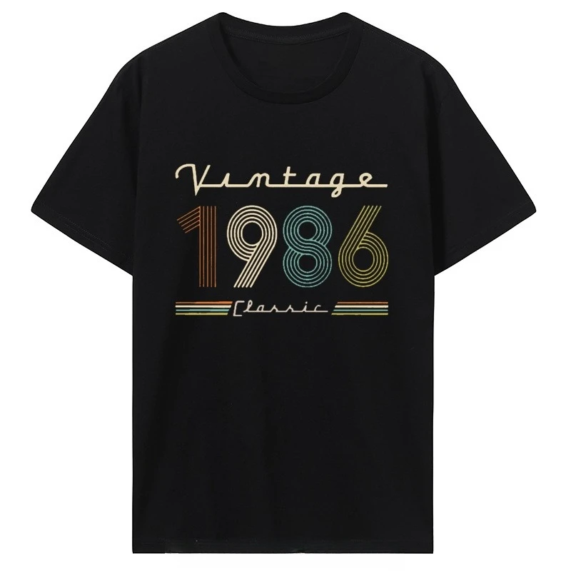 Birthday T Shirts for Men Women 1986 Old T Shirt Cotton Short Sleeve Graphic Tshirt Casual Clothing Oversized Tee Streetwear