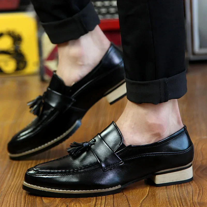 Men's Casual Shoes Fashion business dress Soft Moccasins Loafers High-Quality men Leather shoes Gommino Zapatos Chaussure p4