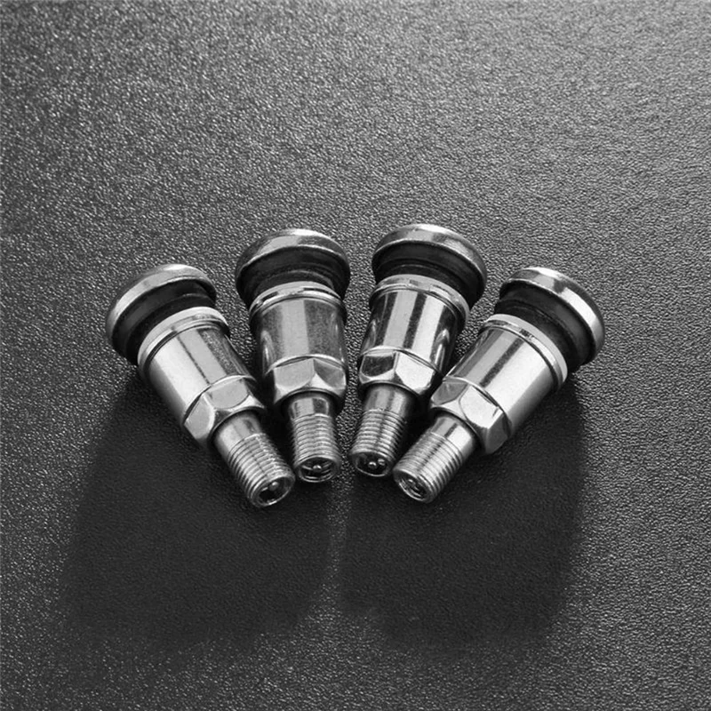 

10Pcs Flat-Bottomed All-Steel TR525 Stainless Steel Vacuum Tire Valves Metal Valves American Mouth