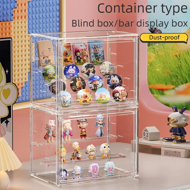 Three Layer Display Rack Transparent Showcase Anime Car Model Blind Box Storage Box Jewelry Sorting Box Magnetic Opening Door