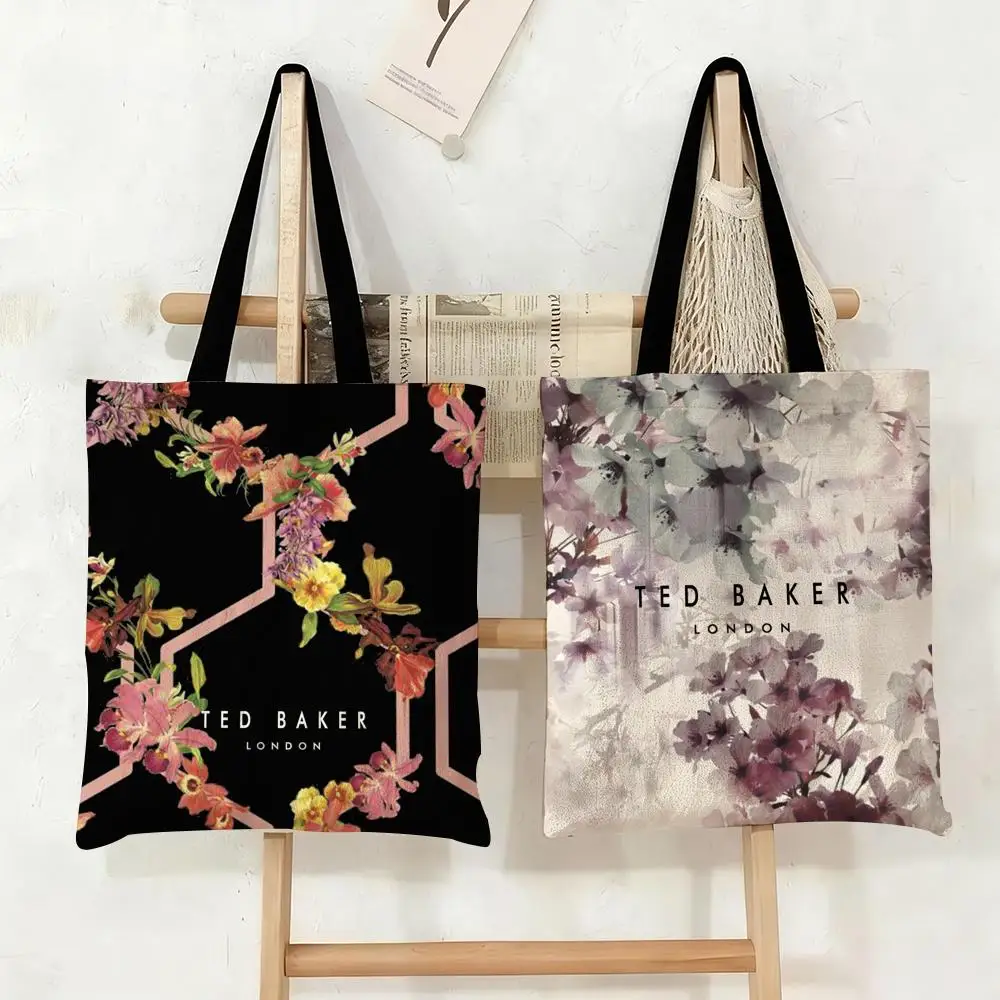 Fashion T-TED B-BAKERs Storage Bags Double-Sided Printed Canvas Tote Bag Eco-Friendly Reusable Large Capacity Handbag