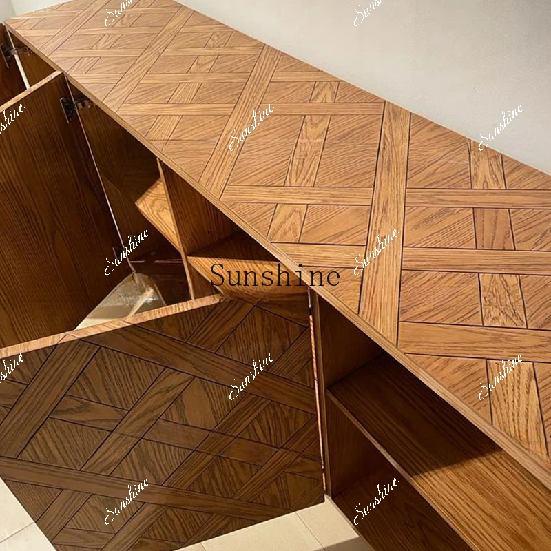 Art entrance Solid wood parquet dining edge High-end locker Simple and modern  FT