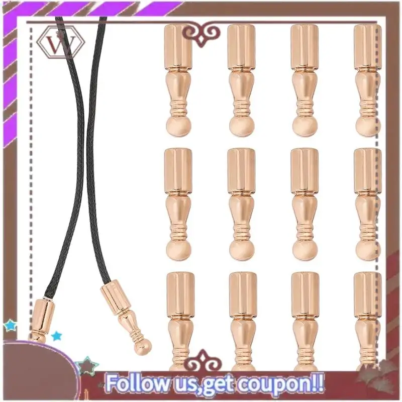 

A95D-12Pcs Bolo Tie Tips Replacement End Caps Long Alloy Cord Ends Smooth For Clothes Decoring Chain Bracelet DIY Crafts