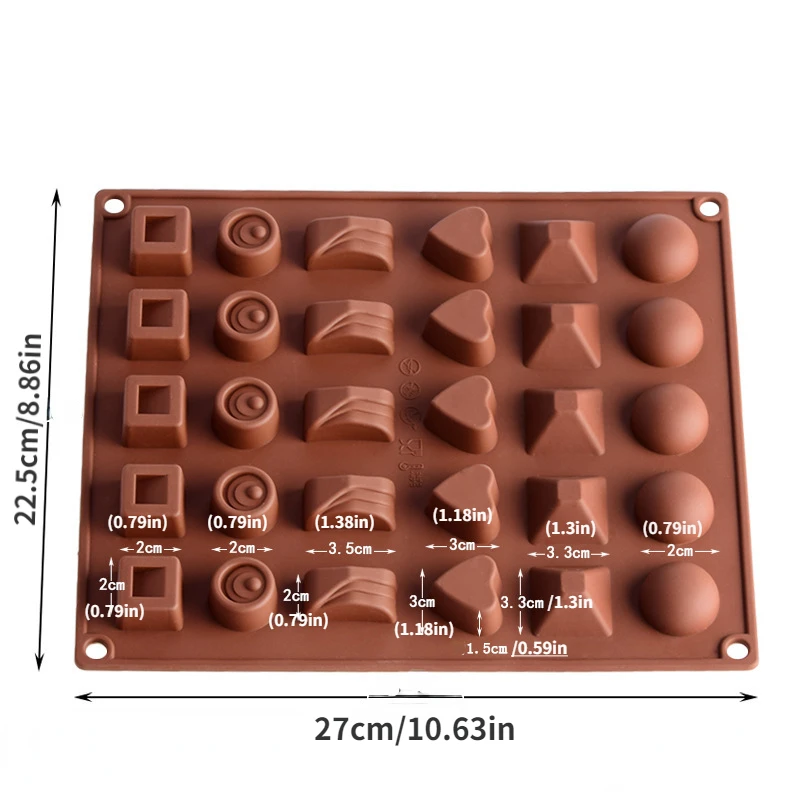 1pcs 30 Cavity Chocolate Bar Mold Large Capacity 3D Silicone Candy Pastry Baking Tools Multiple Shapes Chocolate DIY Baking Mold