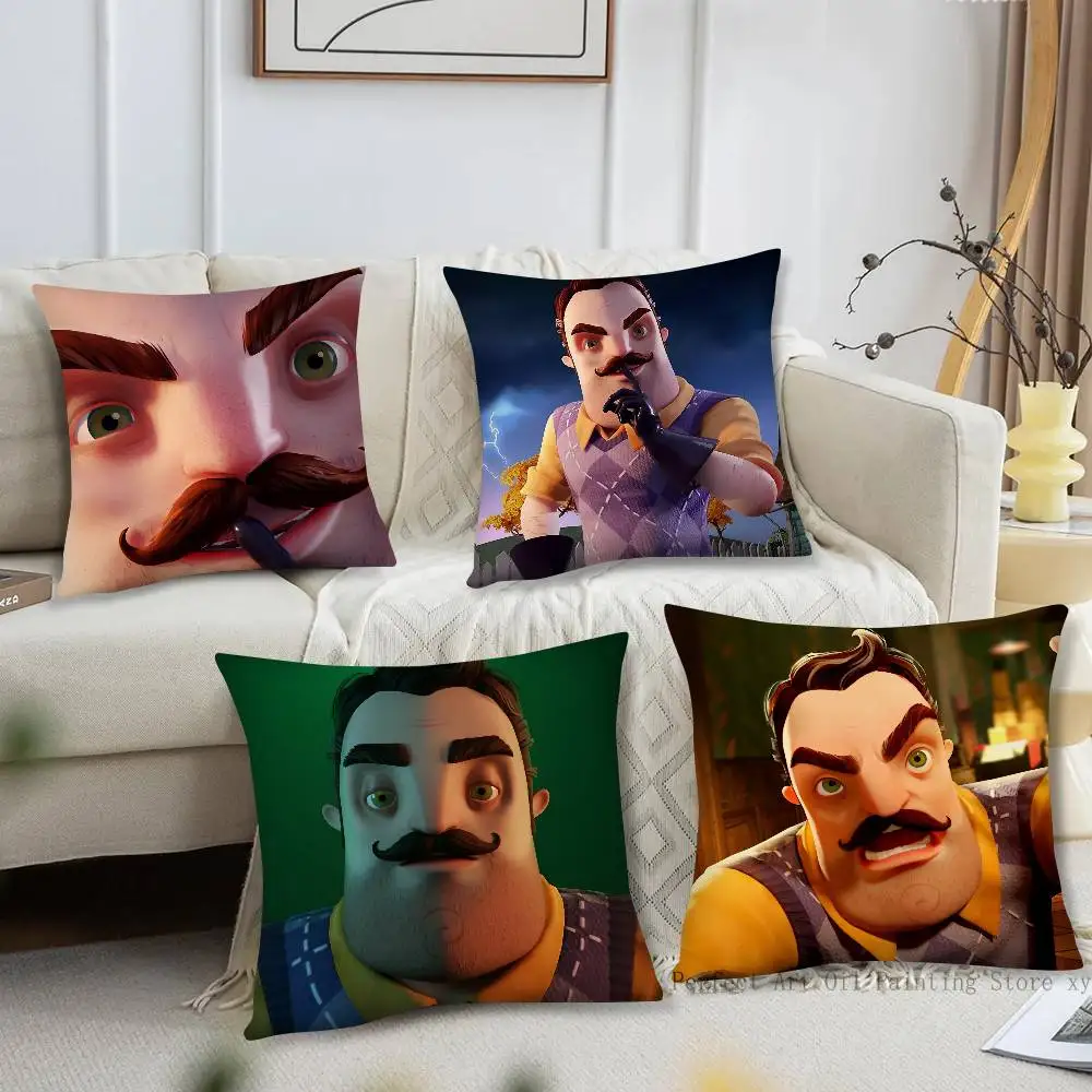 1pc Popular Horror Game Hello N-Neighbor Pillow Case Fashion Square Pillowcase Bedroom Sofa Room Ins Decoration Leisure
