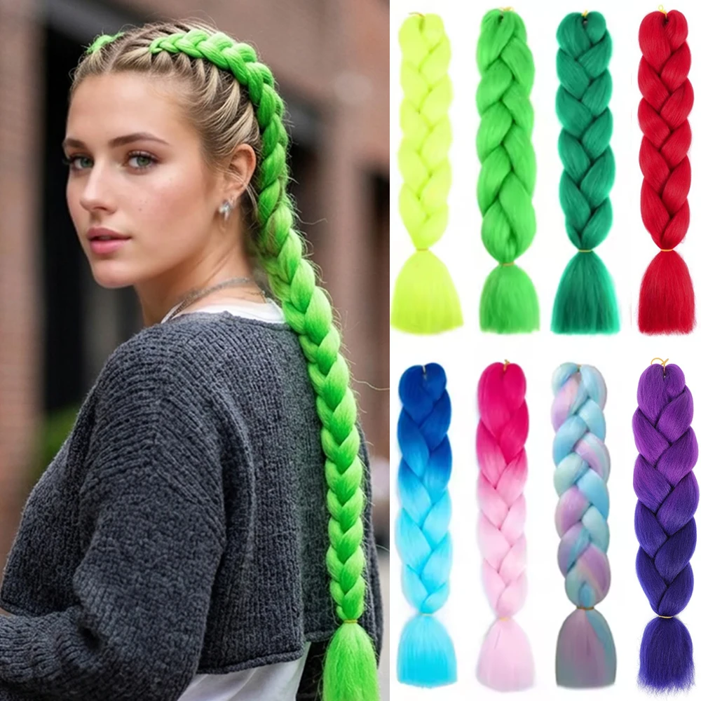 

Красочные синтетические плетеные волосы 24 дюйма, предварительно растянутые, для легкого самостоятельного плетения, модные женские аксессуары для волос на каждый день