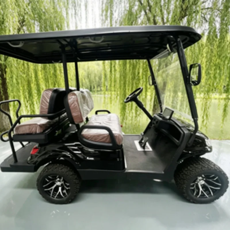 New Design Electric Golf Cart 72V Lithium Street Legal 2 Seater Golf Cart Caddie Standing Area Golf Bag Rack Sand Bucket X2