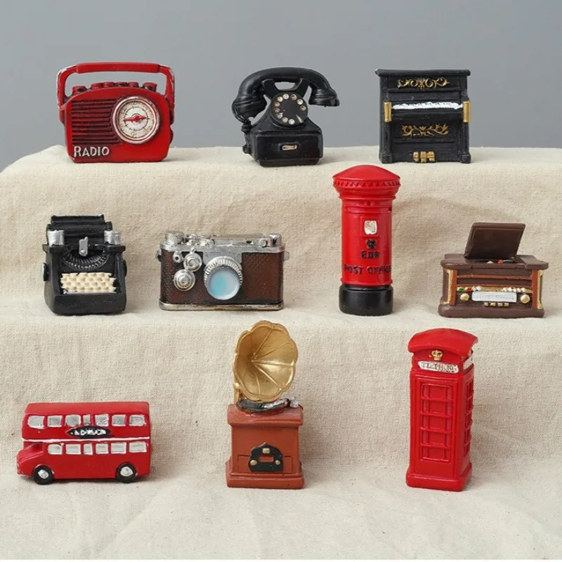 Vintage Camera Typewriter Piano Mini Resin Sculpture Retro Desktop Decoration for Home Office Room Creative Photography Prop