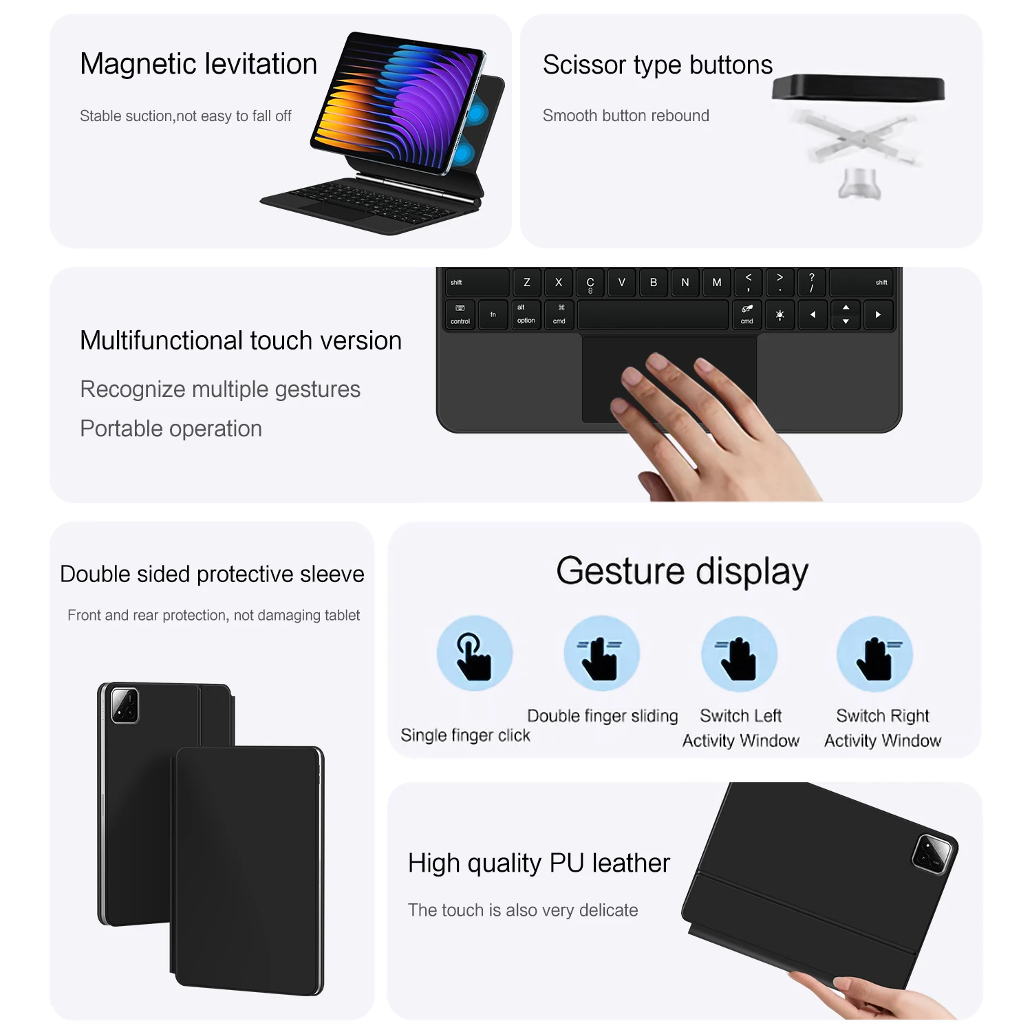 Волшебная клавиатура Folio для Xiaomi Pad 7 2024 Mi Pad 7 mipad7 Pro 11,2 дюйма, чехол португальский, испанский, французский, корейский, арабский, умная клавиатура