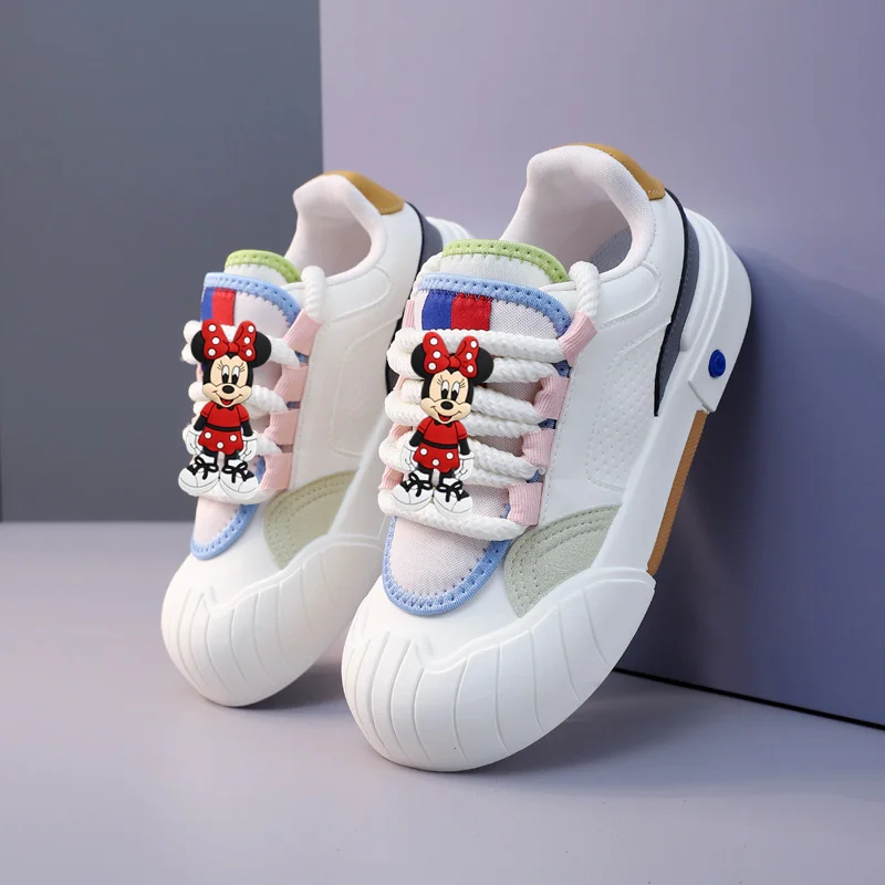 Disney mickey mouse sapatos casuais femininos nova minnie primavera e outono moda tênis aumentando dos desenhos animados tênis de corrida