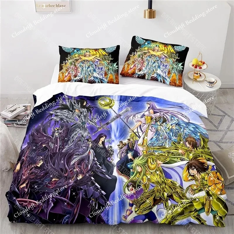 3D Saint Seiya Pattern Duvet Cover Set with Pillowcase New Bedding Set Single Double Twin Full Queen King Size for Bedroom Decor